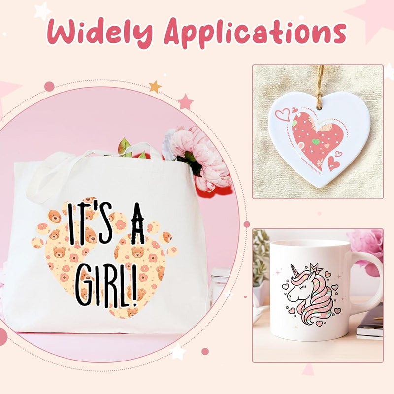 HTVSTD Boho Sublimation Ink Transfer Sheets 10 Sheets 12'' x 10'' Rainbow/Heart/Bear/Stars/Koala Pattern Sublimation Paper Pink Theme Transfer Sheets for Mugs Tumblers DIY Transfer Paper - Image 5